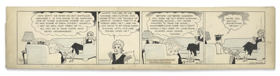 Chic Young Hand-Drawn Blondie Comic Strip From 1933 Titled Wasted Words -- Ahh, Married Life